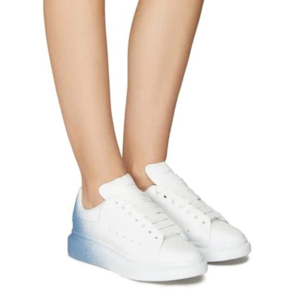 ALEXANDER McQueen Oversized Sneakers Ombre Blue Glitter Airbrush NEW size 38.5 - Picture 1 of 16